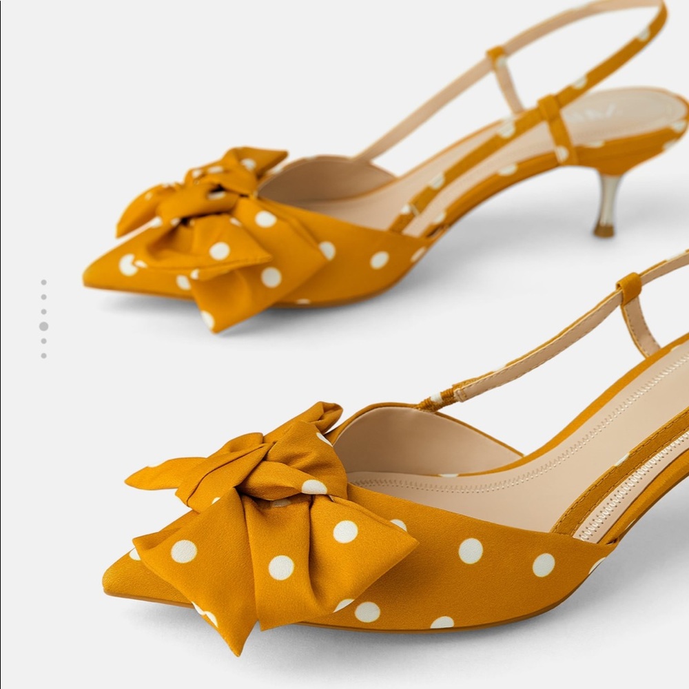 NWT ZARA Polka Dot Ribbon Kitten Heels Size 6 - Picture 3 of 8